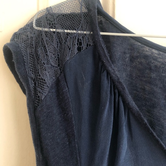 Aritzia (Babaton) Navy Blue Silk Lace Top - Size S - Picture 2 of 6